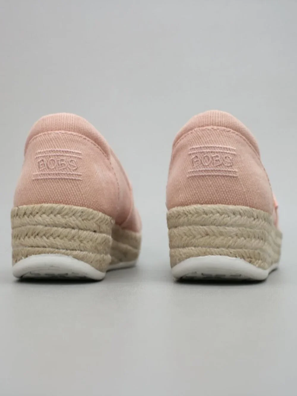 Skechers Bobs Ladies 7.5 Highlights 2.0 Fairy Duster Blush Pink Jute Wedge Shoes